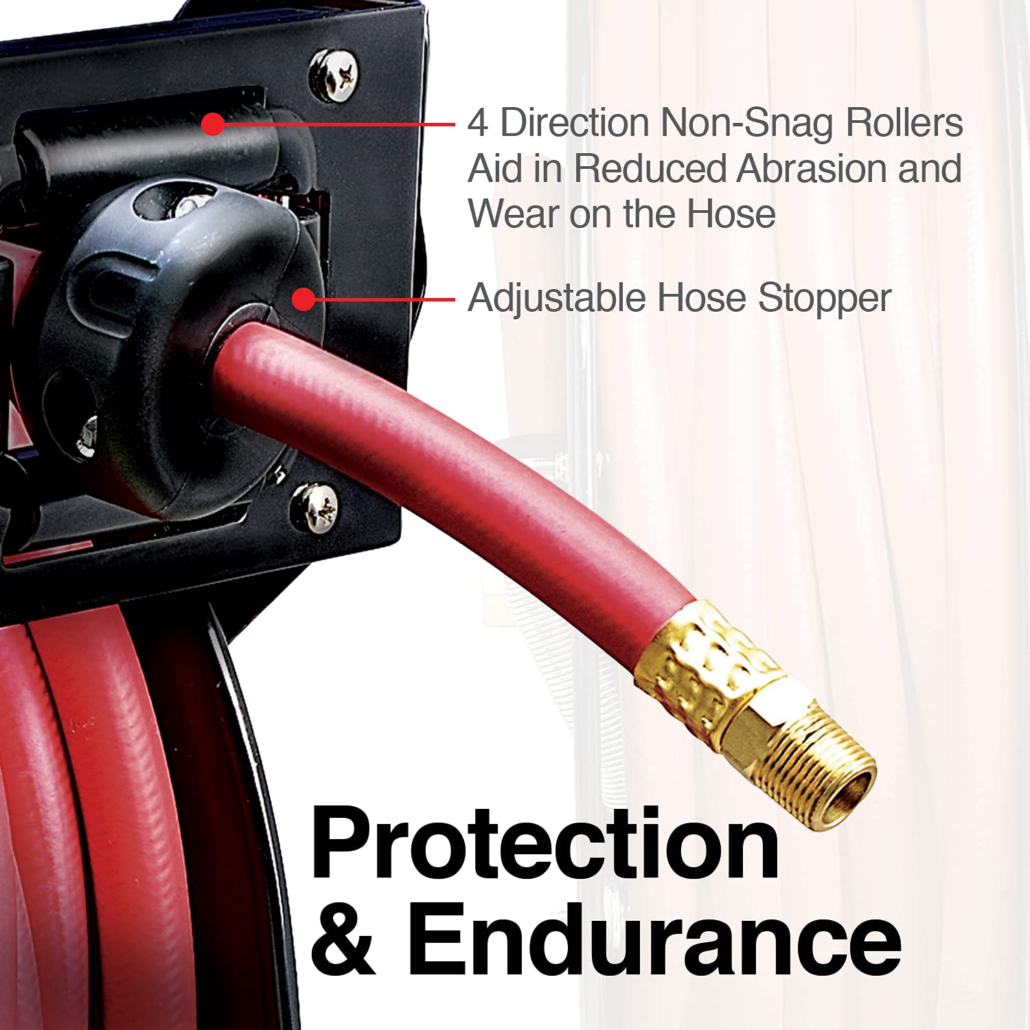 ReelWorks Air Hose Reel 3/8" Inch x 50' Foot SBR Rubber Hose & Wood Chipper Heavy Duty Compact Rotor Assembly Design 3" Inch [Bundle Deal]