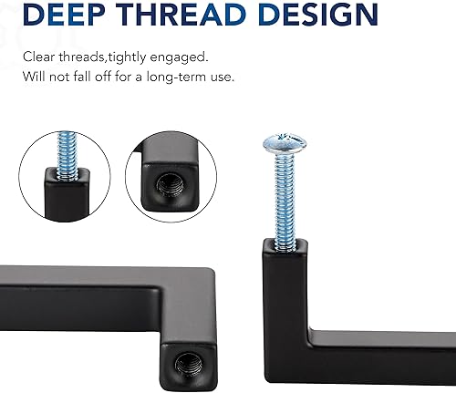 Miniatura 5 de Paquete de 10 manijas de gabinete de cocina de 5 pulgadas, cuadradas, color negro mate, manijas negras para gabinetes de cocina, tiradores de cajón