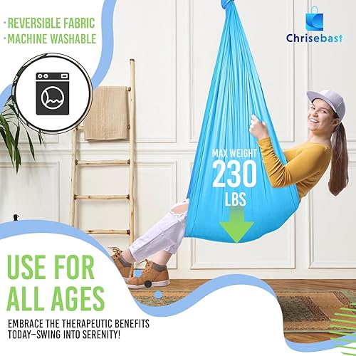 Miniatura 7 de Chrisebast Columpio sensorial para niños, columpio interior de doble capa, columpios de puerta para niños, columpio de terapia, columpio sensorial