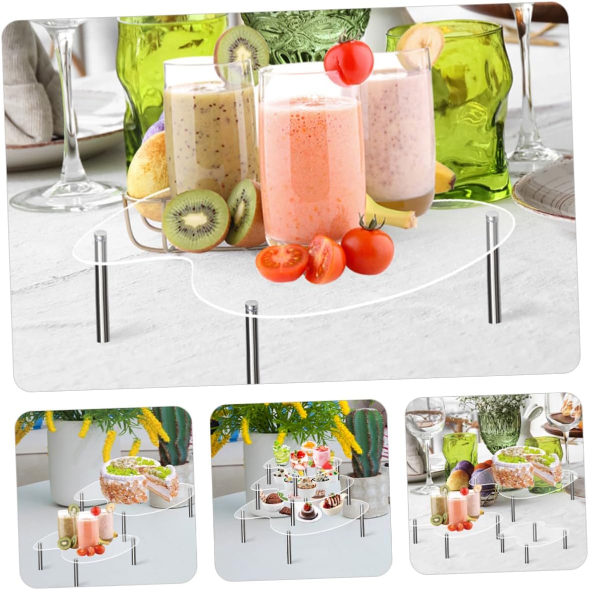 3Pcs Acrylic Display Stand Stackable Doll Storage Organizer for Home Party Use Risers for Cake Cupcakes Collectibles Compact Design for