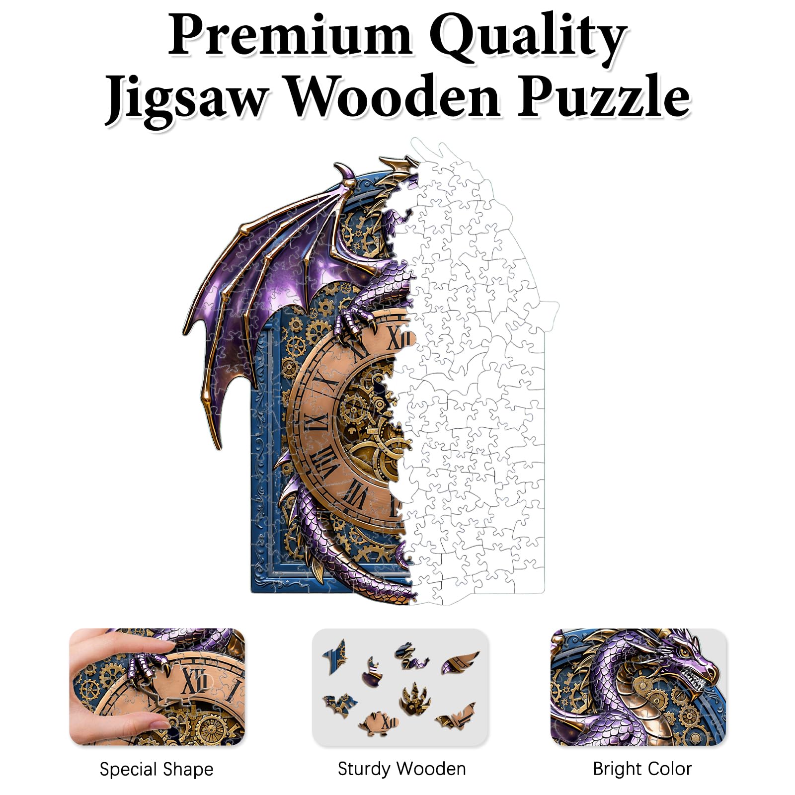 Wall Clock Elements Wooden Puzzles for Adults Jigsaw Puzzle 200 Pieces, Special Shape Puzzles Box - Image 3