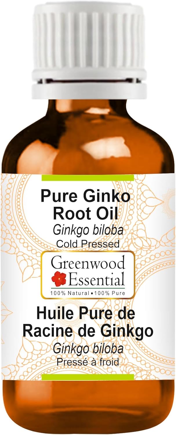 Greenwood Essential Pure Ginko Root Oil (Ginkgo biloba) Cold Pressed 2ml (0.06 oz)