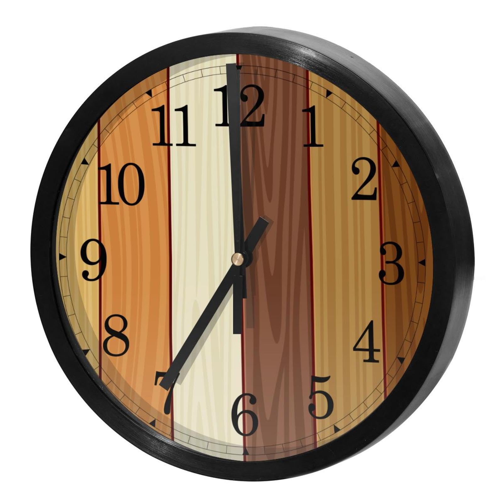Horloge murale silencieuse à quartz ronde noire pour cuisine