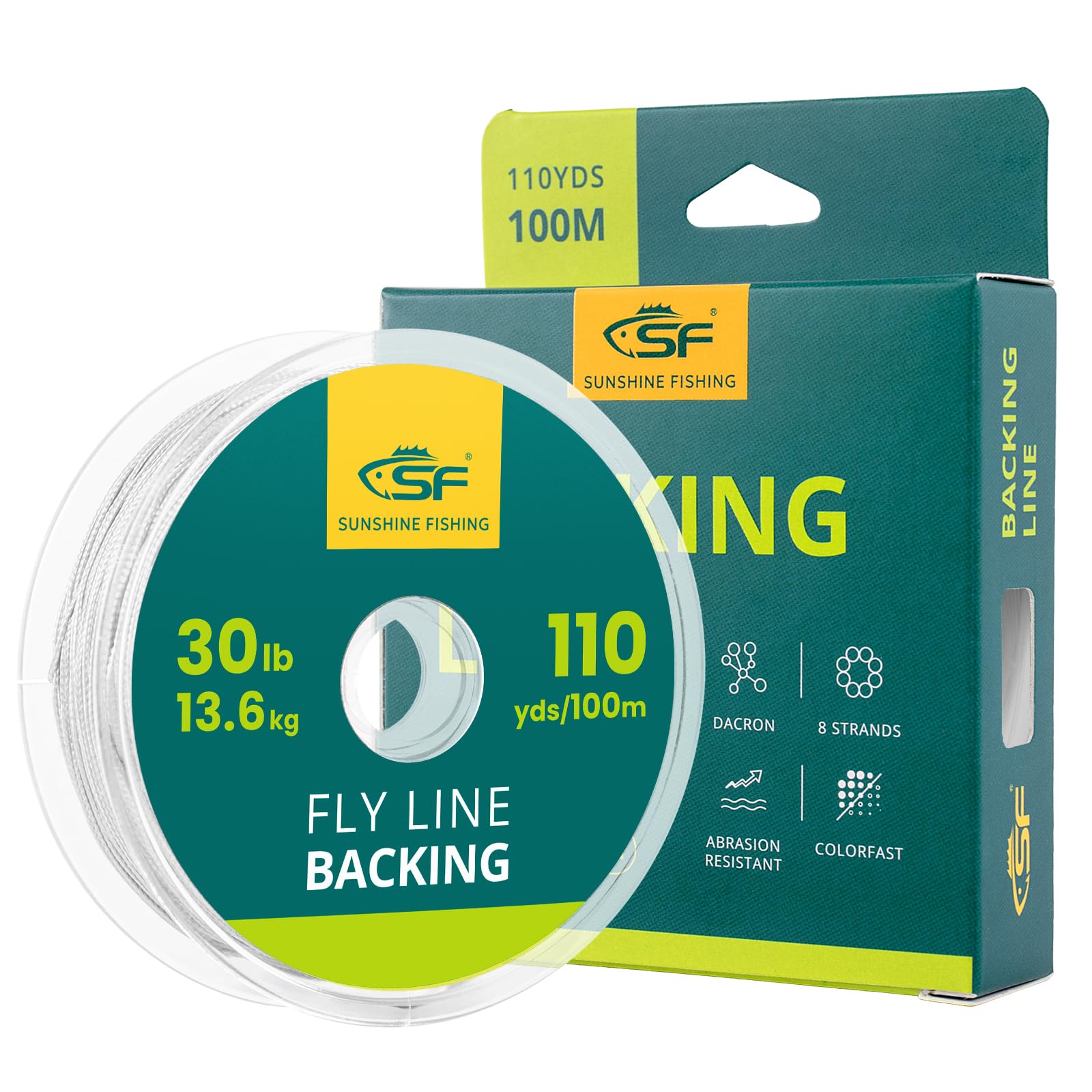 SF Braided Fly Fishing Trout Line Backing Line 30LB 100m/108yds White-N, White-100M
