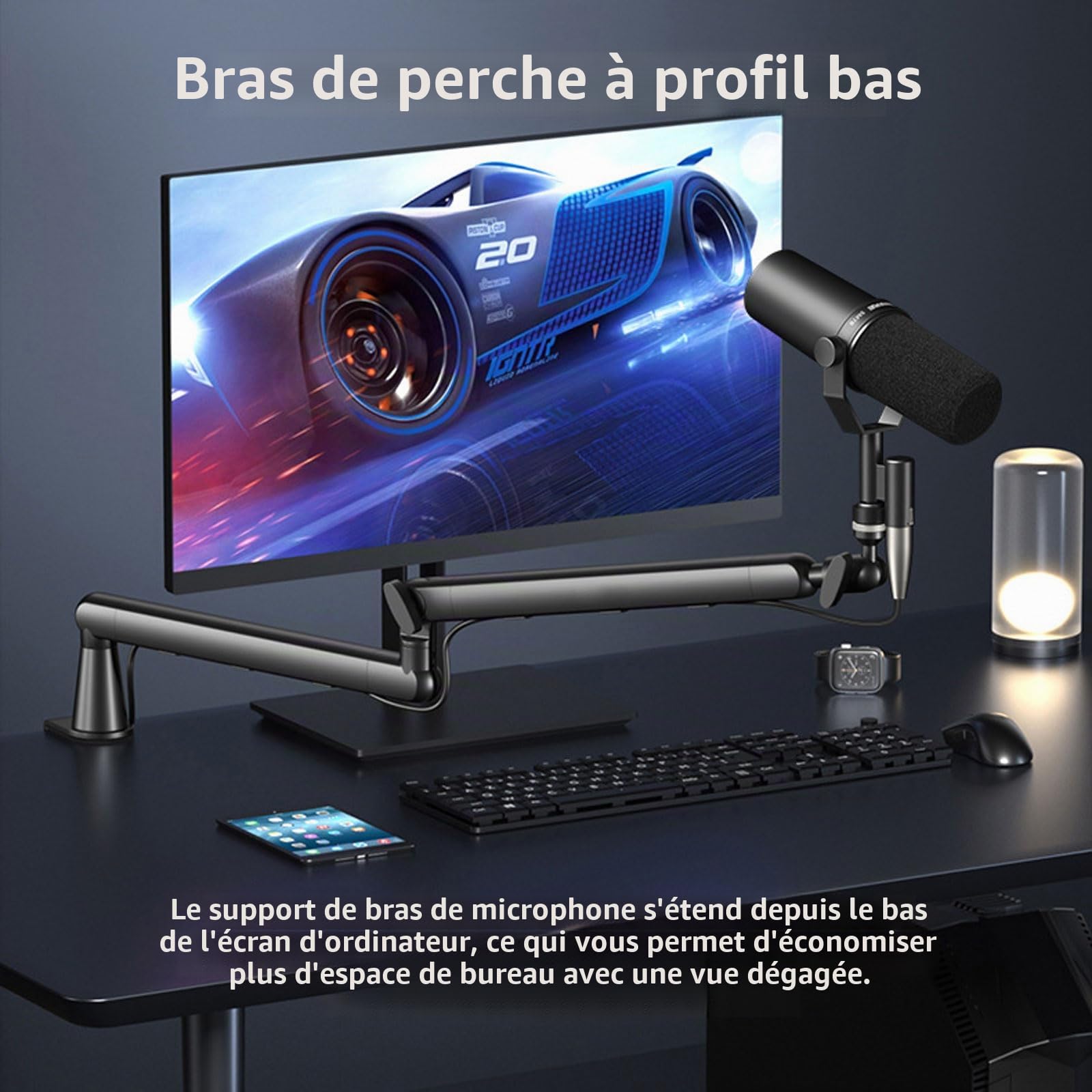 Bras De Micro, Suspension Supports De Microphone, Gestion Des Câbles Compatible Avec Blue Yeti, Snowball Ice, Hyperx Quadcast, Solocast, Elgato Wave