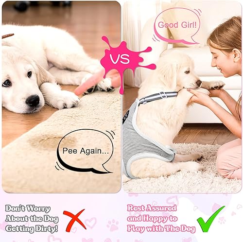 Miniatura 3 de Nuanchu 3 piezas de pañales sanitarios para perras hembras con tirantes ajustables, pañales lavables y reutilizables para perros pequeños, medianos