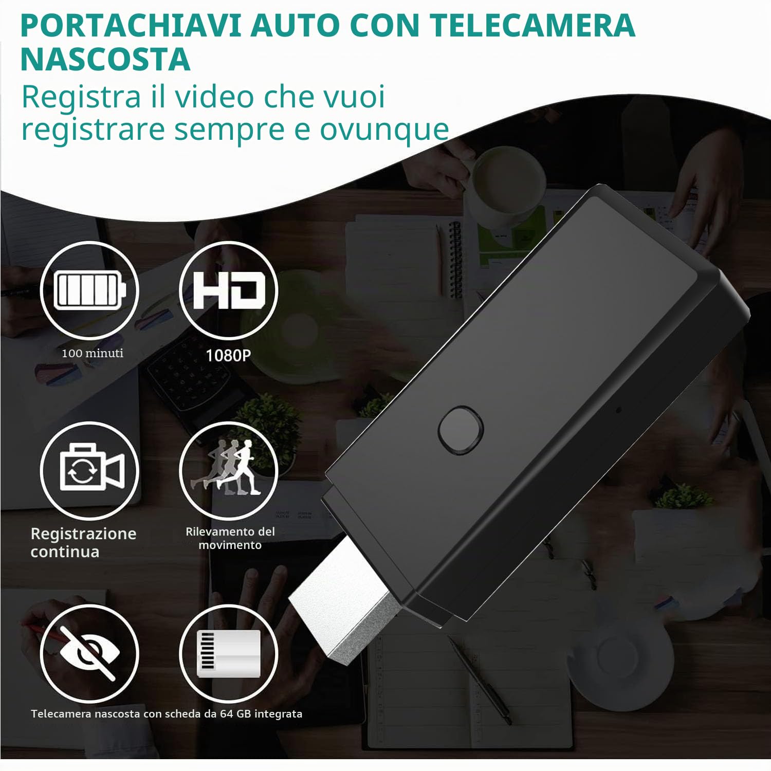 USB Telecamera Spia 1080P HD Nascosta Fili Spy Cam Microcamera Spia Invisibile con Motion Detection Visione notturna