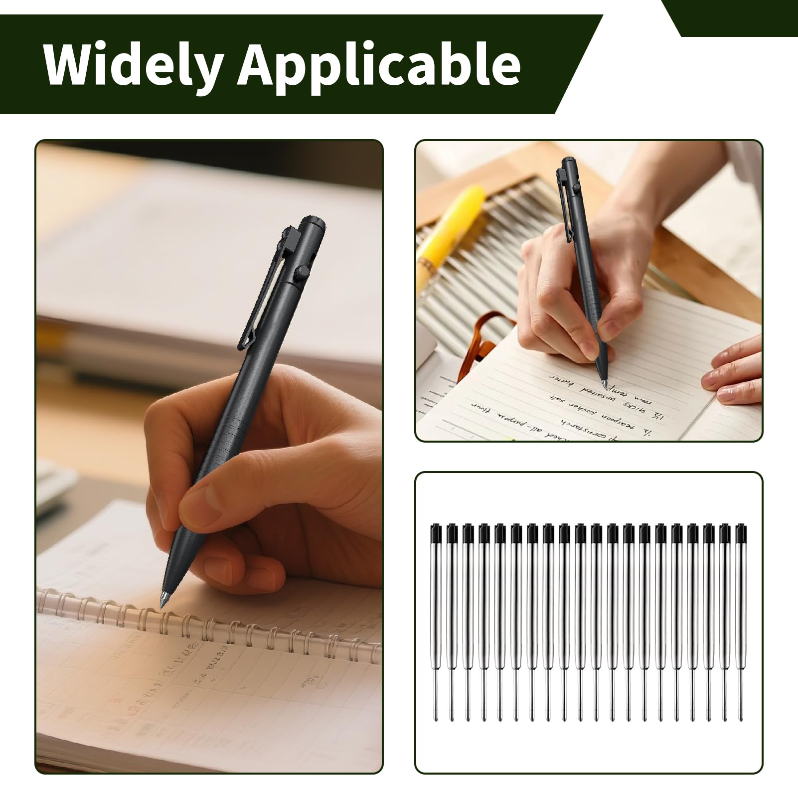 20 Stück Kugelschreiberminen Kompatible Parker G2-Format, Metall Kugelschreiber Ersatzminen Schwarz Metall Großraumminen Minen Nachfüllminen Stifte Ballpoint Pen Refills 0,7 mm Büro Schule Zuhause