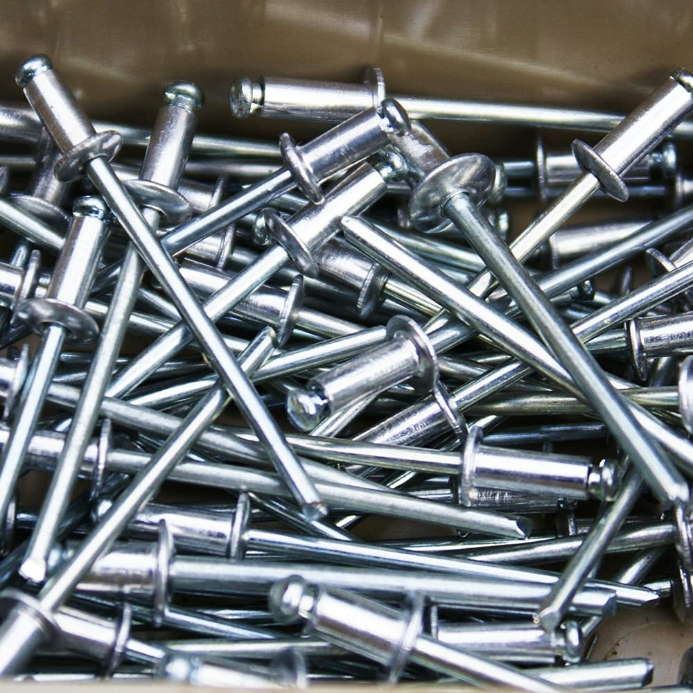 Pince à riveter en aluminium et acier avec 5 embouts et 75 rivets, clé à rivet et récipient de collecte poignée en acier