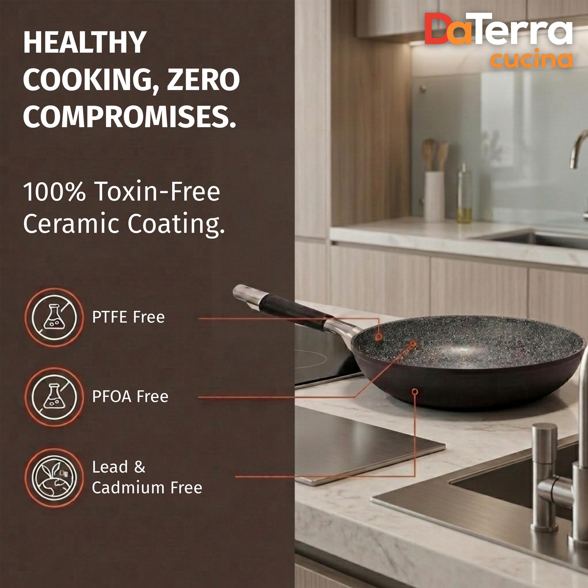 DaTerra Cucina Ceramic Frying Pan - Italy Made -2