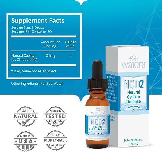 NCD2 Liquid Mineral Supplement, Advanced Cellular Support Formula, Daily Digestive & Detox, Immune, pH Balance, Cleansing; Easy-to-Use Drops (One .5 oz Bottle, 90 serv.) by Waiora