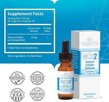 NCD2 Liquid Mineral Supplement, Advanced Cellular Support Formula, Daily Digestive & Detox, Immune, pH Balance, Cleansing; Easy-to-Use Drops (One .5 oz Bottle, 90 serv.) by Waiora
