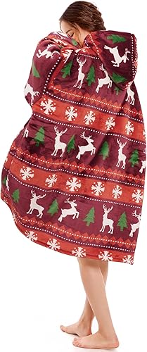 Miniatura 6 de Narecte Cozy Oversized Blanket Hoodie Wearable Blanket Adults Soft Hooded Blanket Hoodie Birthday Gifts for Women Christmas Reno de Navidad