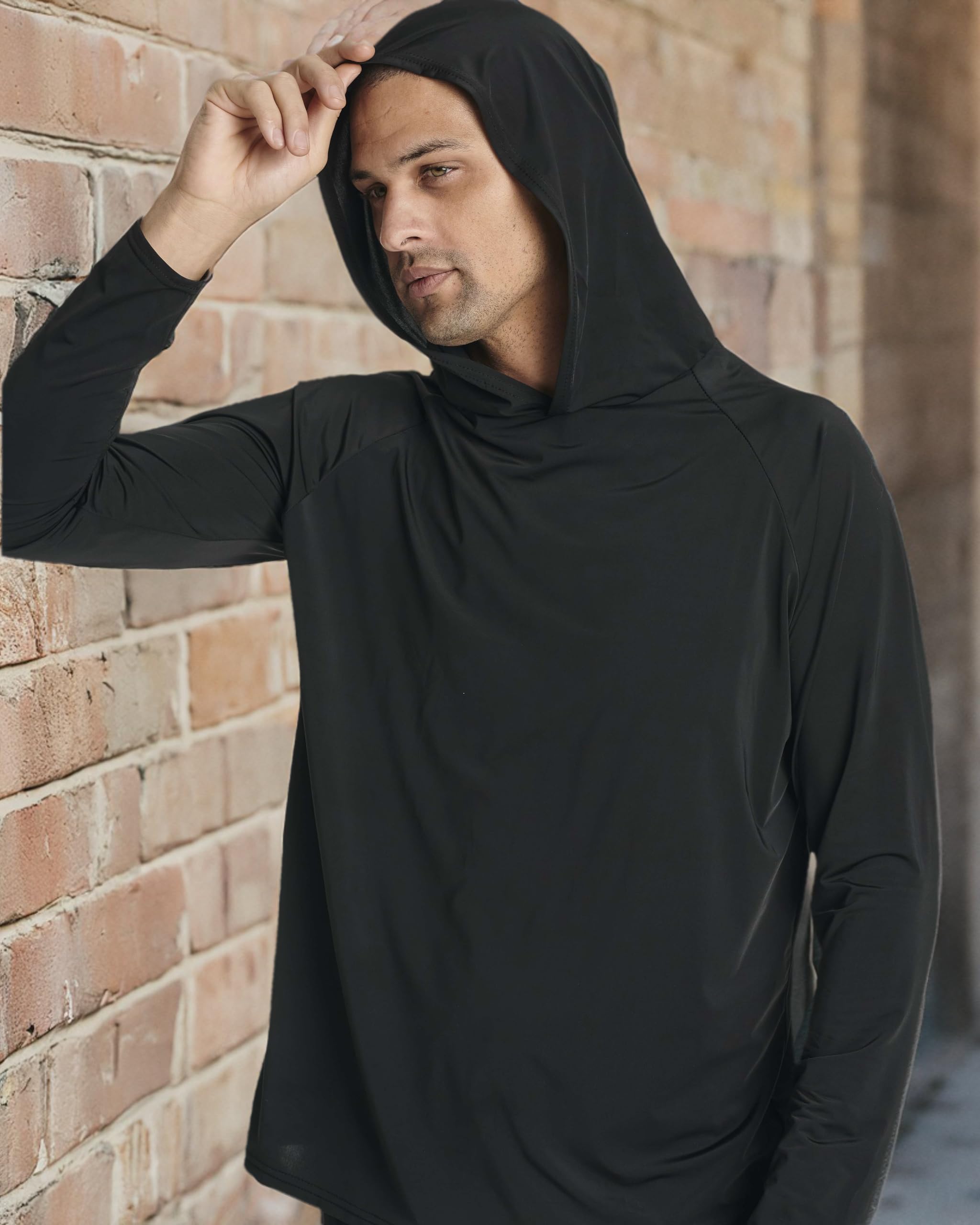 Real Essentials 3er Pack: Herren UPF 50+ Sonnenschutz Leicht Langarm Hoodie Shirt Angeln (erhältlich in Big & Tall)