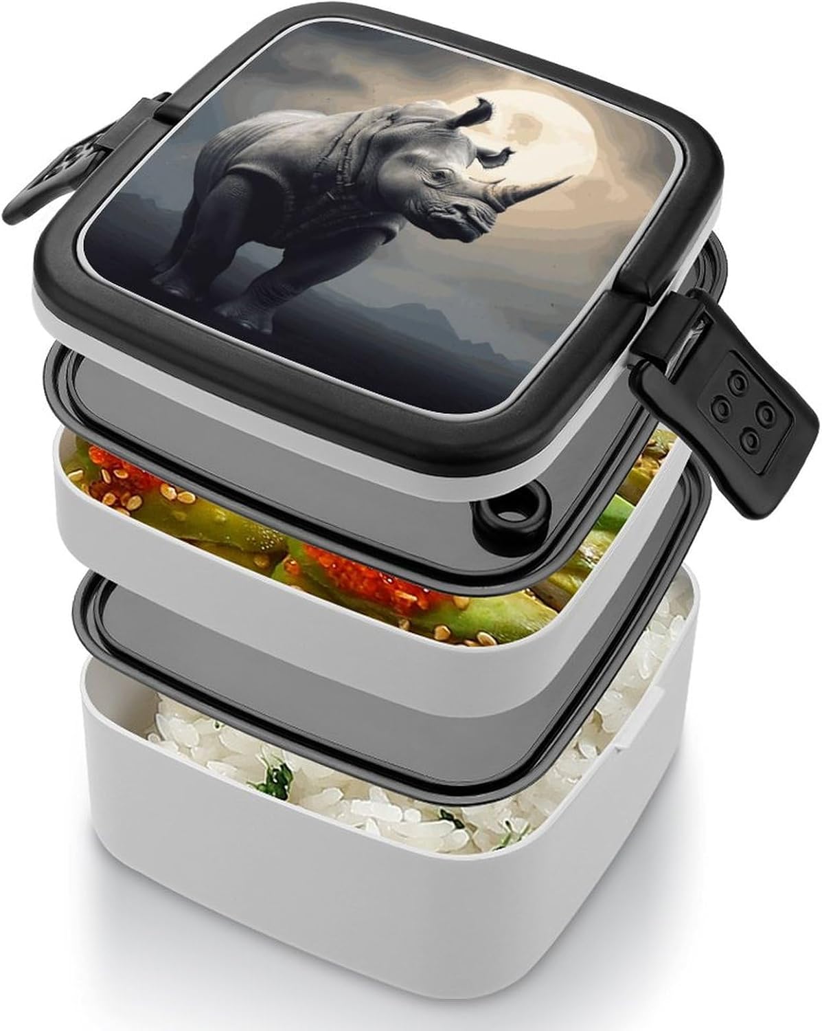 Adults Lunch Box Adult Bento Box Stackable Bento Box BPA-Free Rhino Lunch Box Food Container Ideal for Meal Prep, Work, And On The Go