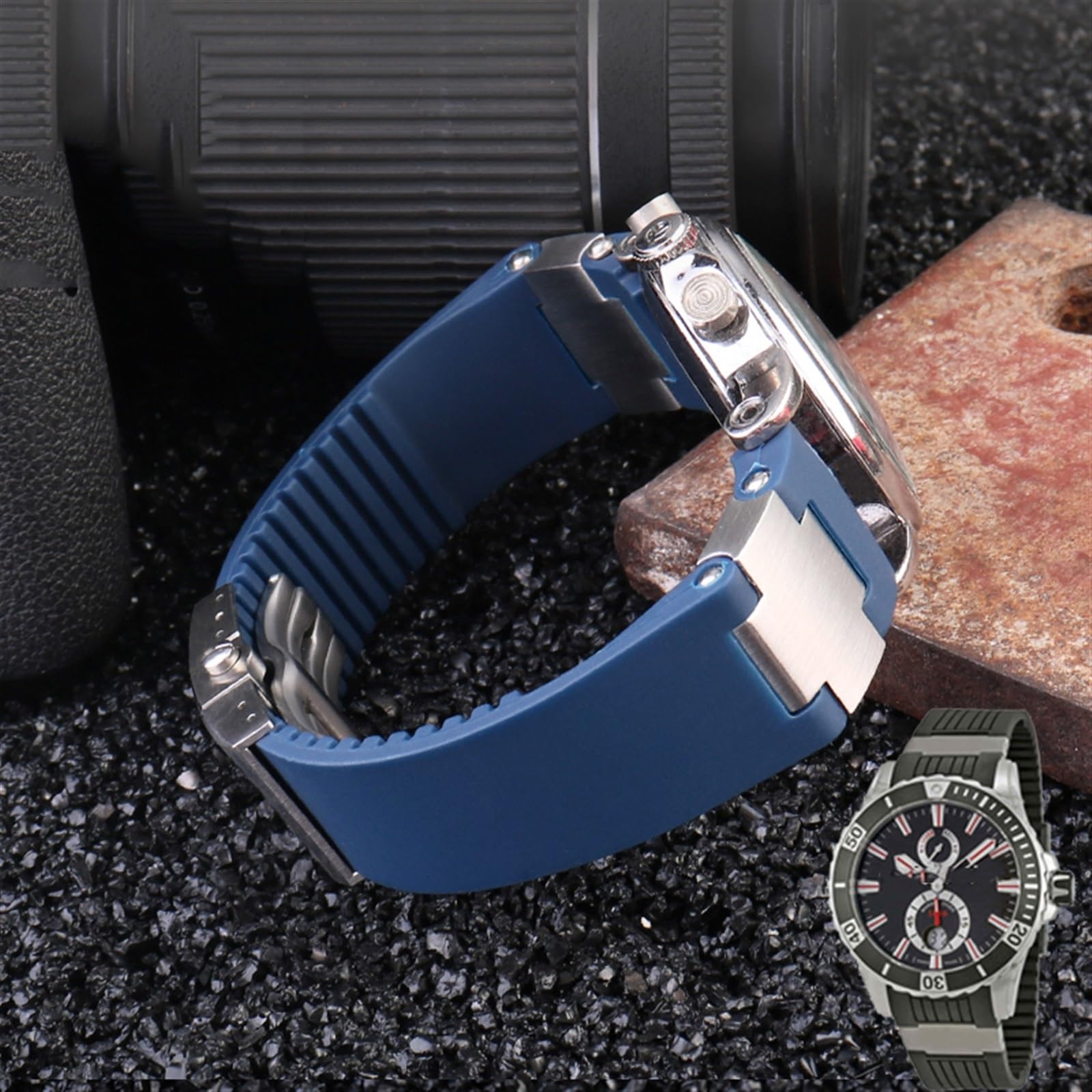 22x20mm DIVER und MARINE Wasserdichtes Silikon-Gummi-Armband-Armbanduhrenarmband-Gürtel für Ulysse Nardin Man-Armbandwerkzeuge
