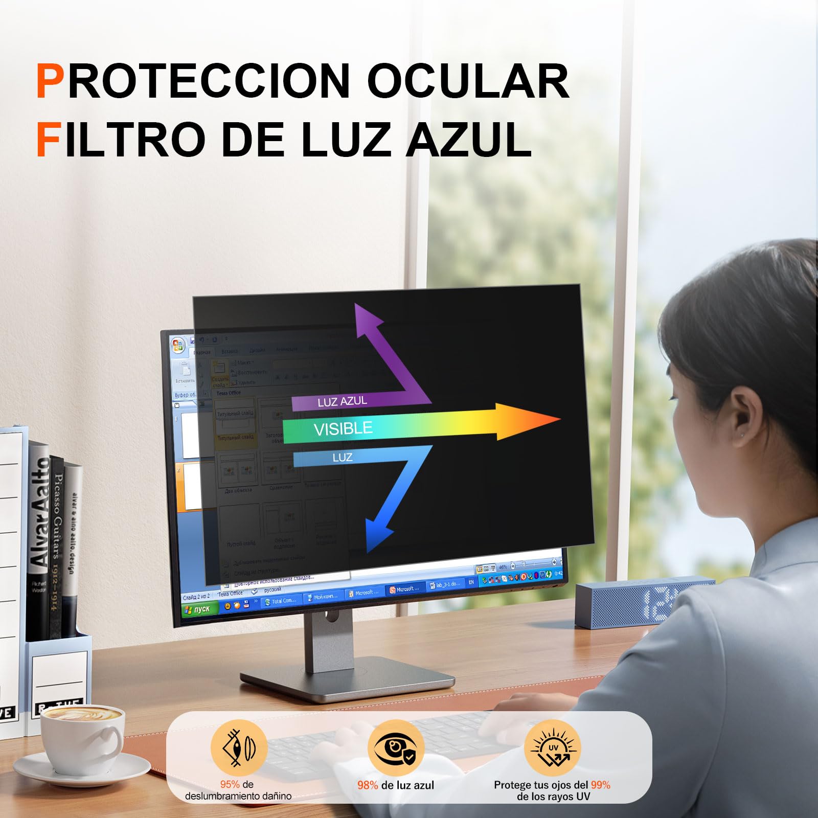 STARY Pantalla de Privacidad para Monitor de 27" (16:9) - Filtro Antirreflejo y de Luz Azul - Película Protectora Extraíble - Compatible con Acer, DELL, HP, Lenovo, Samsung, Toshiba