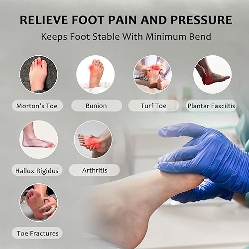 Miniatura 6 de Morton's Extension - Plantilla de fibra de carbono, 1 placa rígida para inserción de zapatos para dedos de Morton, puntera de césped, Hallux