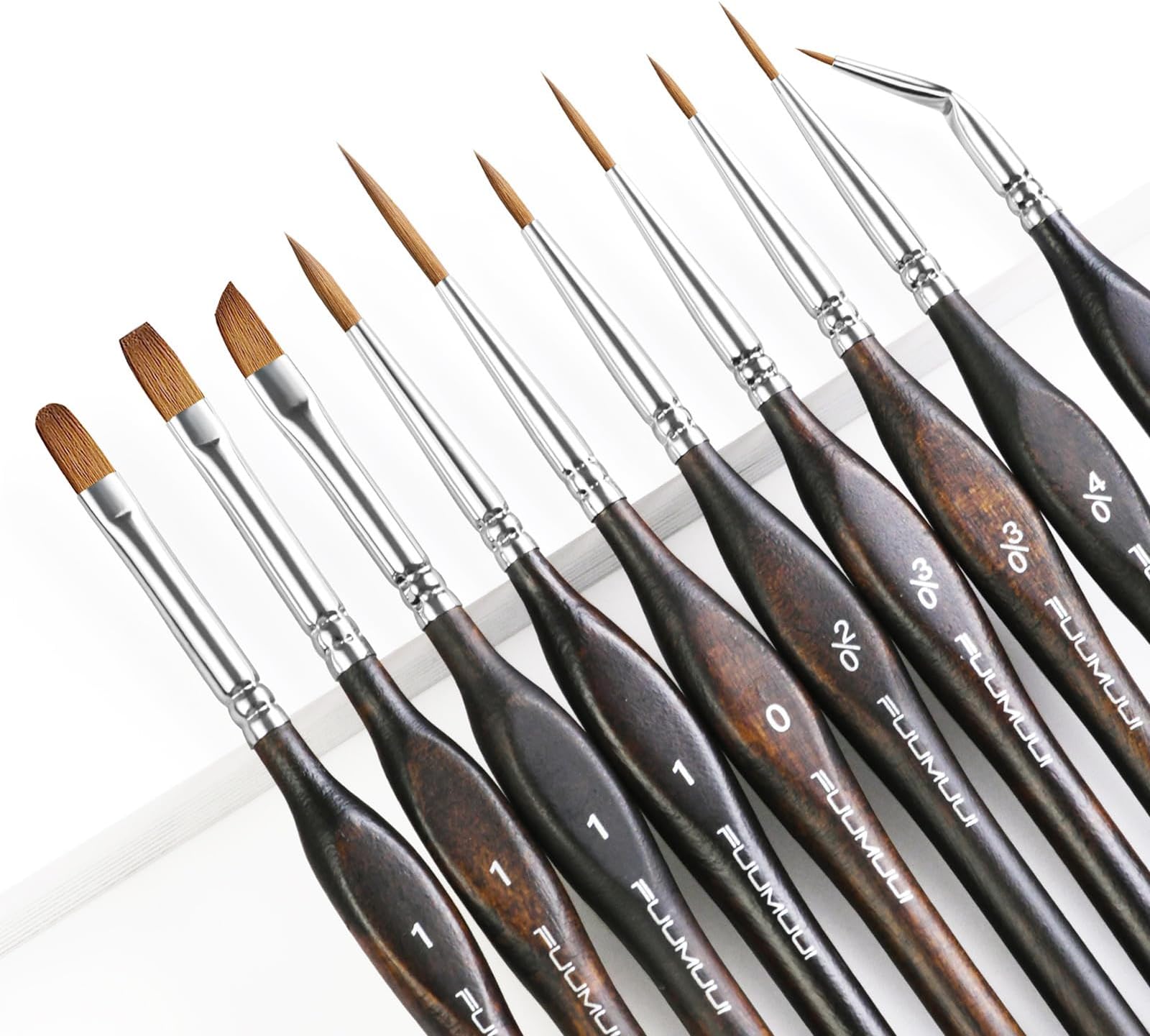 Sable Paint Brushes for Miniatures, Fuumuui 10Pcs Sable Watercolor Brush Set Sable Brushes Miniature Paint Brushes for Watercolor, Gouache, Citadel, Scale Model Painting