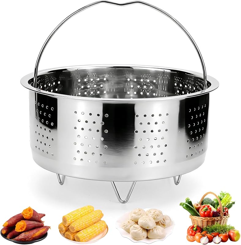 BINYI Insert de cuiseur vapeur en acier inoxydable 304 pour casserole, panier vapeur, 17,5 cm, pour casseroles, panier à vapeur, autocuiseur, légumes, fruits, œufs