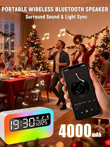 Miniatura 6 de Máquina de sonido de ruido blanco 4 en 1 con 24 sonidos relajantes, luz nocturna ajustable para niños y adultos, altavoz Bluetooth recargable de