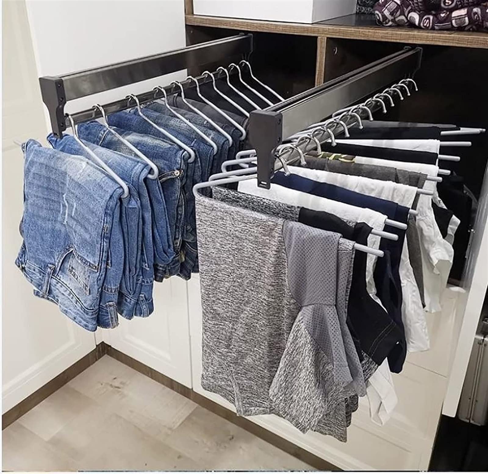 Regulowany organizer na ubrania – stojak na spodnie i płaszcz, wysuwany drążek do szafy 30-60 cm, drążek do szafy na ubrania, stojak na spodnie i