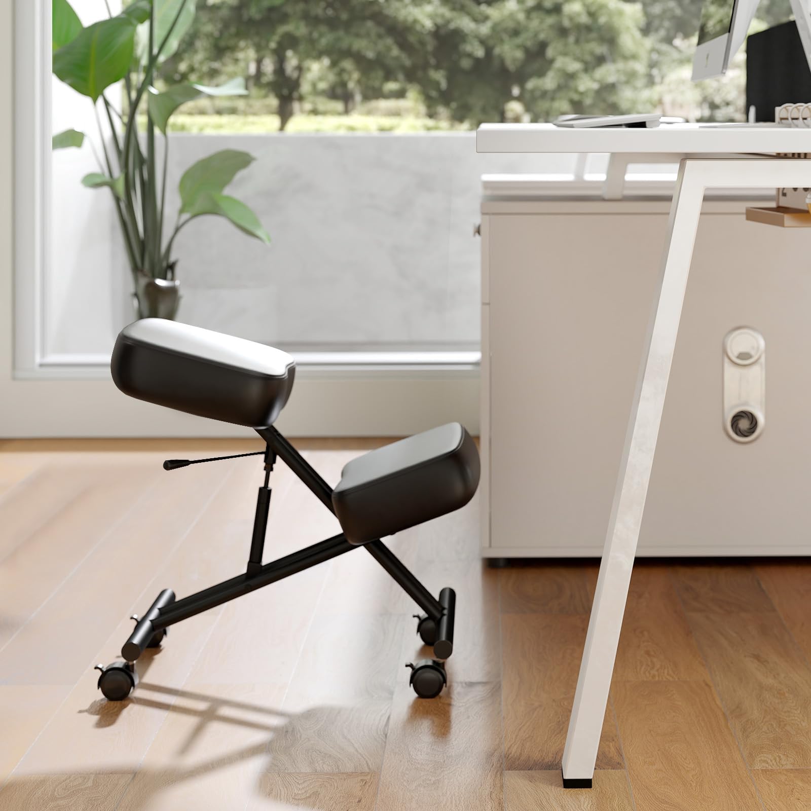 GIANTEX Silla de Rodillas Ergonómica para Corrección Postural, Taburete Acolchado con Altura Ajustable y 4 Ruedas Bloqueables, Silla de Escritorio para Oficina, Estudio