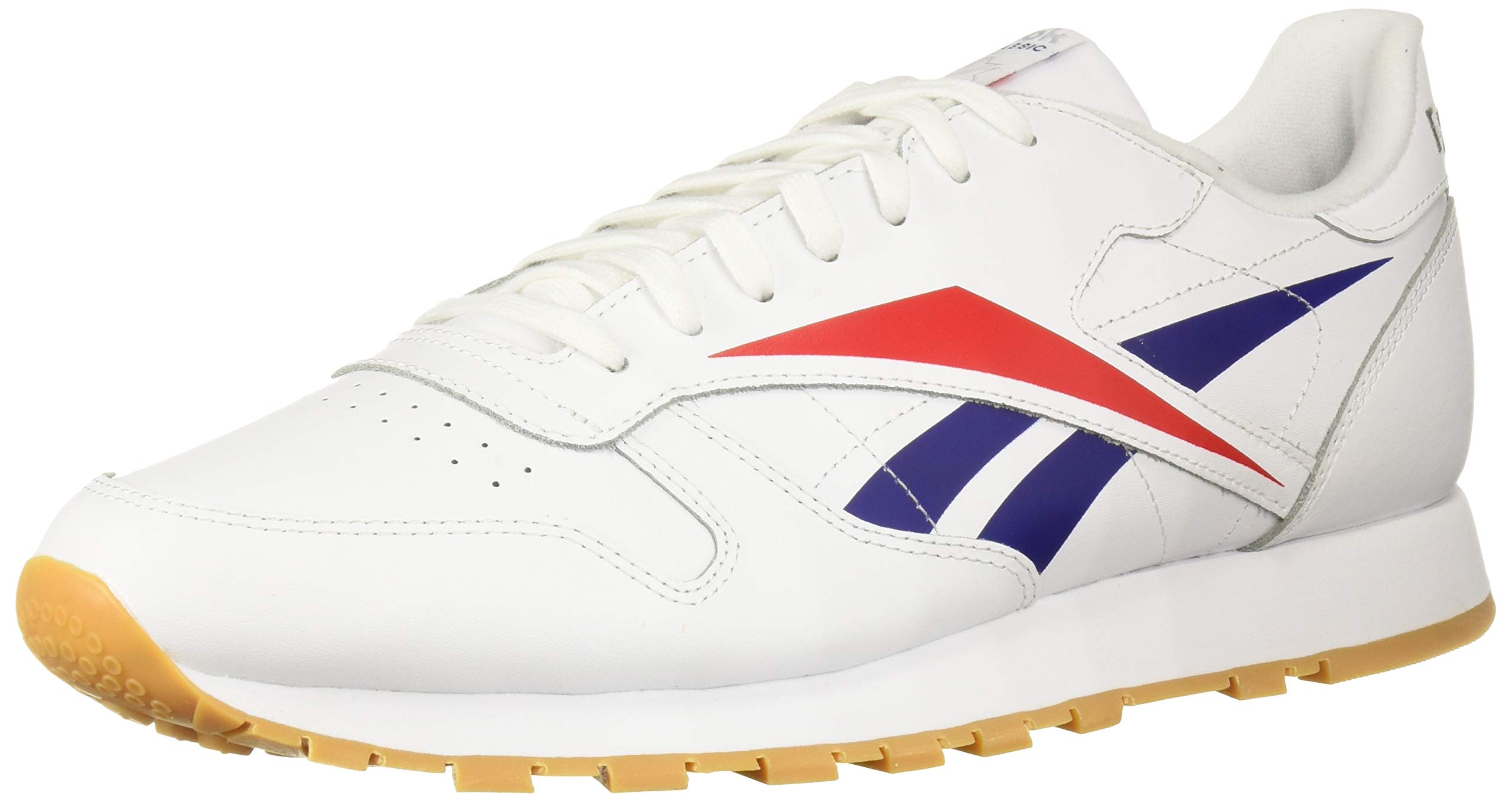 Reebok Men's Classic Leather Sneaker, White/scarlet/phantom blue, 4.5 M US