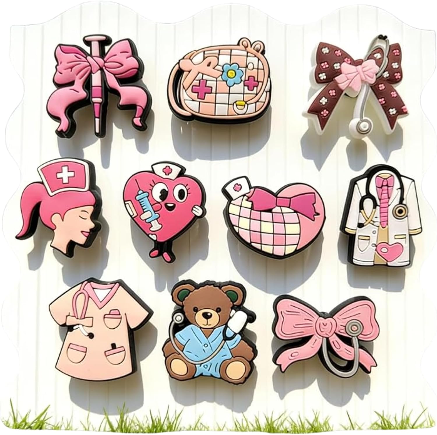 Rawan Fresh 10Pcs Cute Nurse Shoe Charms for Clogs, Sandals & Water Shoes – Fun and Colorful Accessories for kds, Teens, Girls, Boys & Wristbands.
