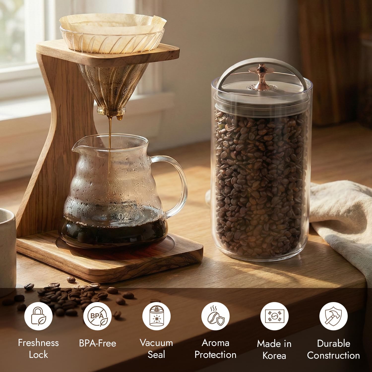 Amazon.com: carrotez 6.3 Cup Vacuum Sealed Coffee Bean Container