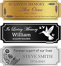 Personalised Engraved Plaques - Custom Memorial Plaque or Name Badge, Urn, Door, Trophy & Office Sign - Laser Engraved Stainless Steel Tag, Gold/Silver/Black, 7 Design Patterns with Adhesive (1"x3")