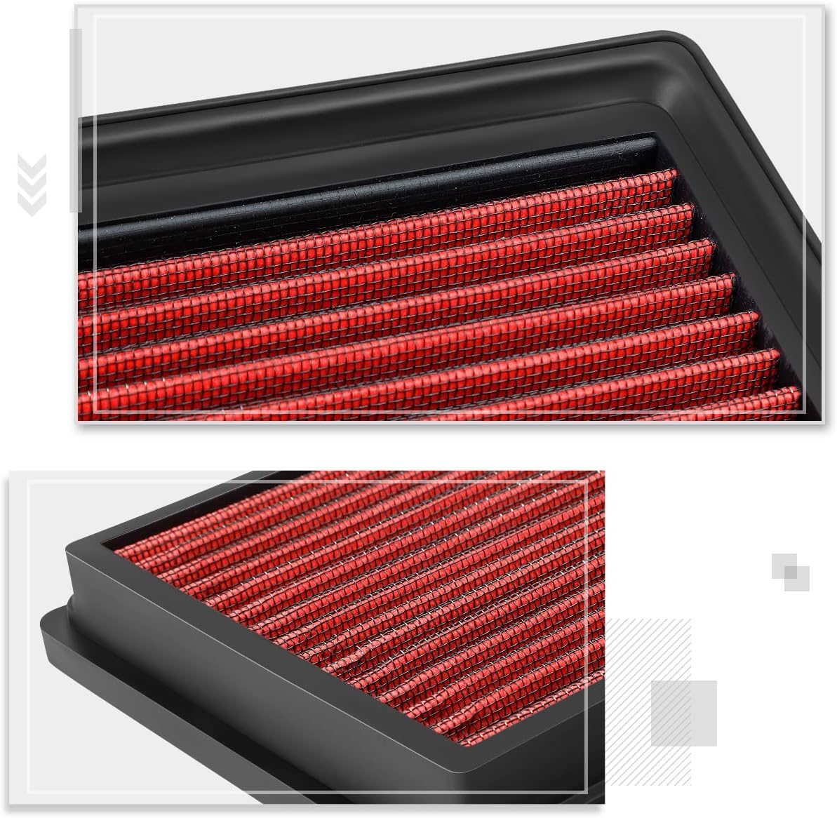 Red Reusable&Washable High Flow Drop-in Air Filter Compatible with 97-06 Jeep Wrangler