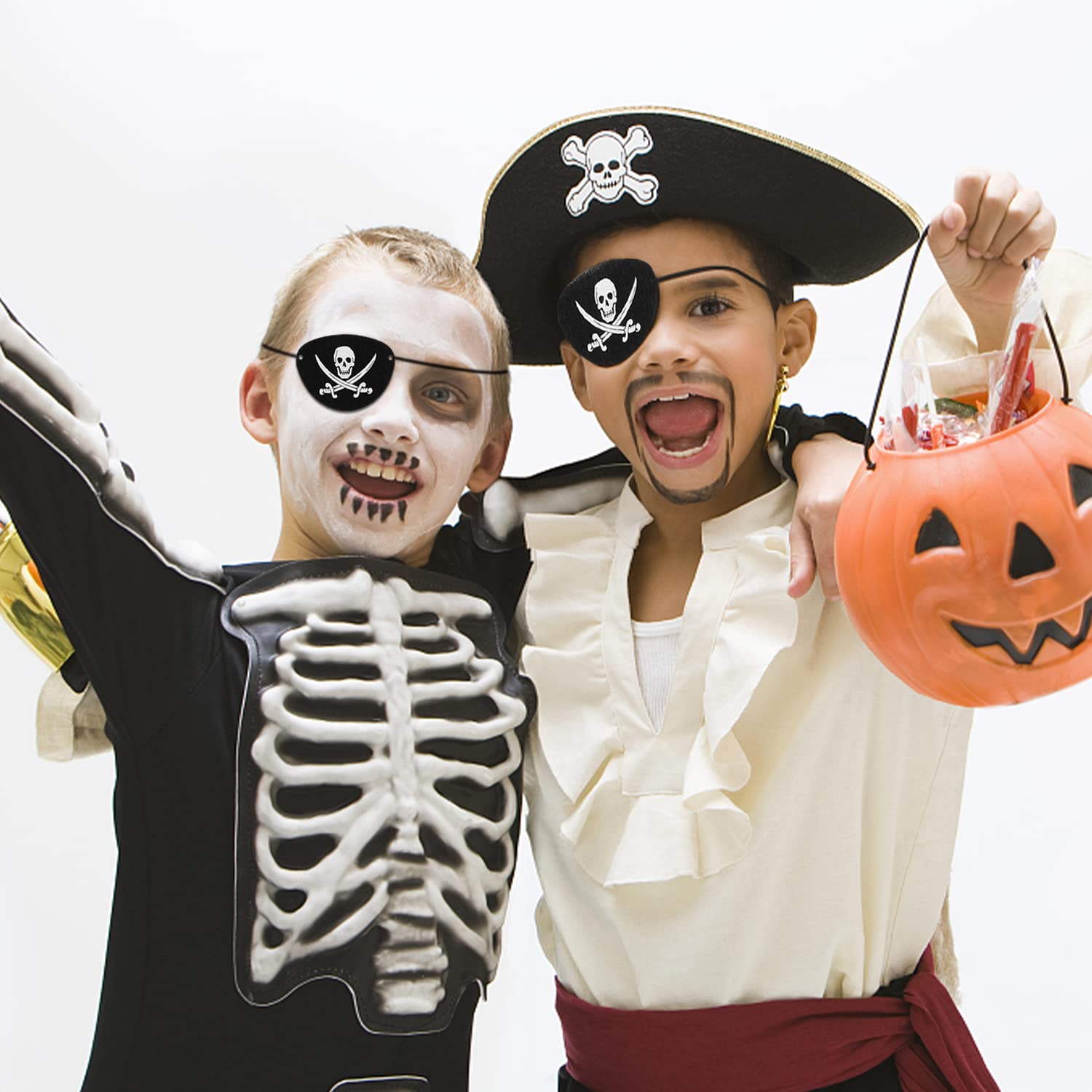 Cache Oeil Pirate Adulte Cache-Oeil Pirate HNJUSR - 16 Pièces Chapeau Et Pansements Yeux - Feutre - Enfants/Adultes - Halloween, Cosplay, Fête Costume Halloween Enfant
