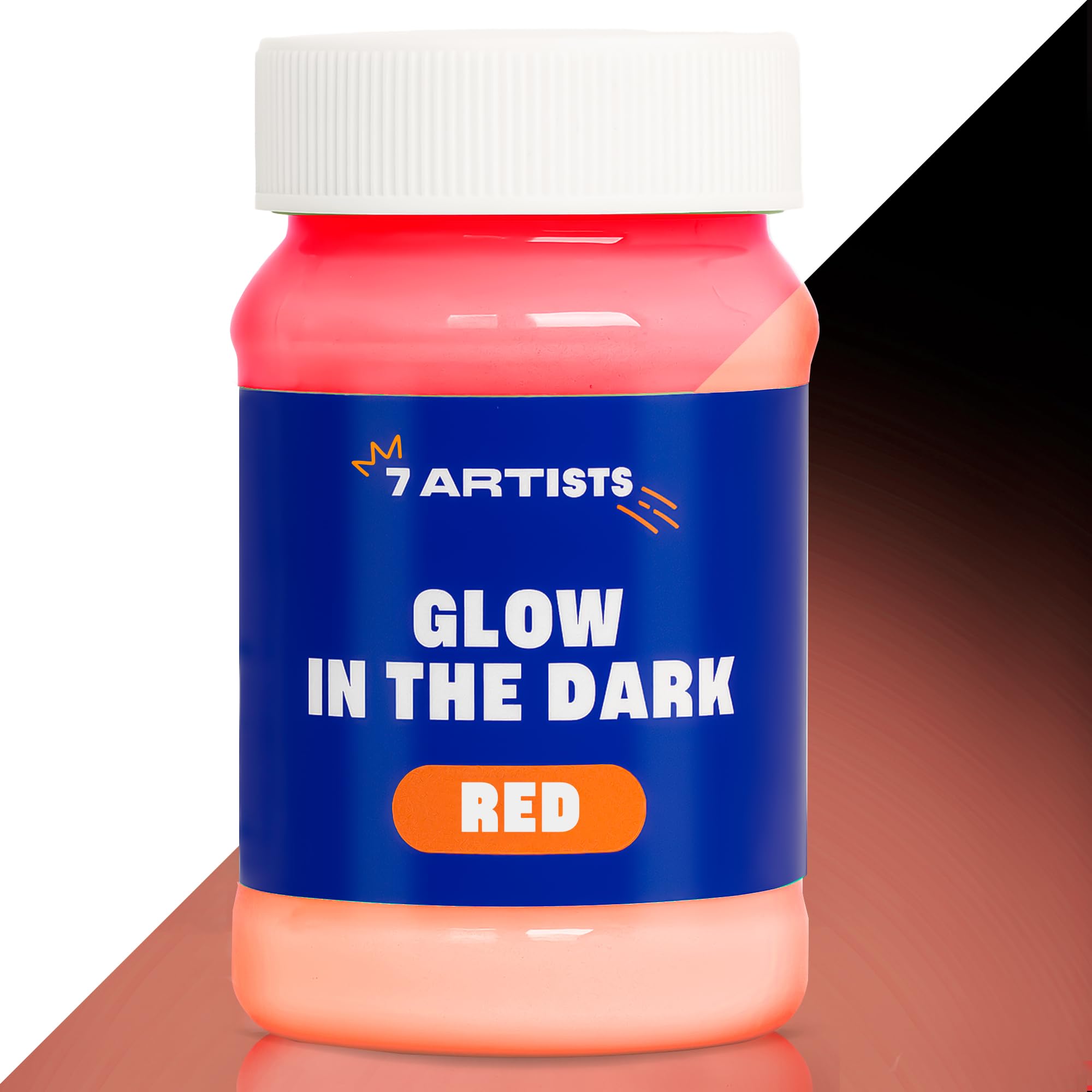 7 Artists Glow in the Dark Paint Red 100 ml – Fluorescent Paint Acrylic for Canvas, Wood and Paper | Phosforescent, Neon, Luminous Piants for Art, Crafts, Festivals and Decoration