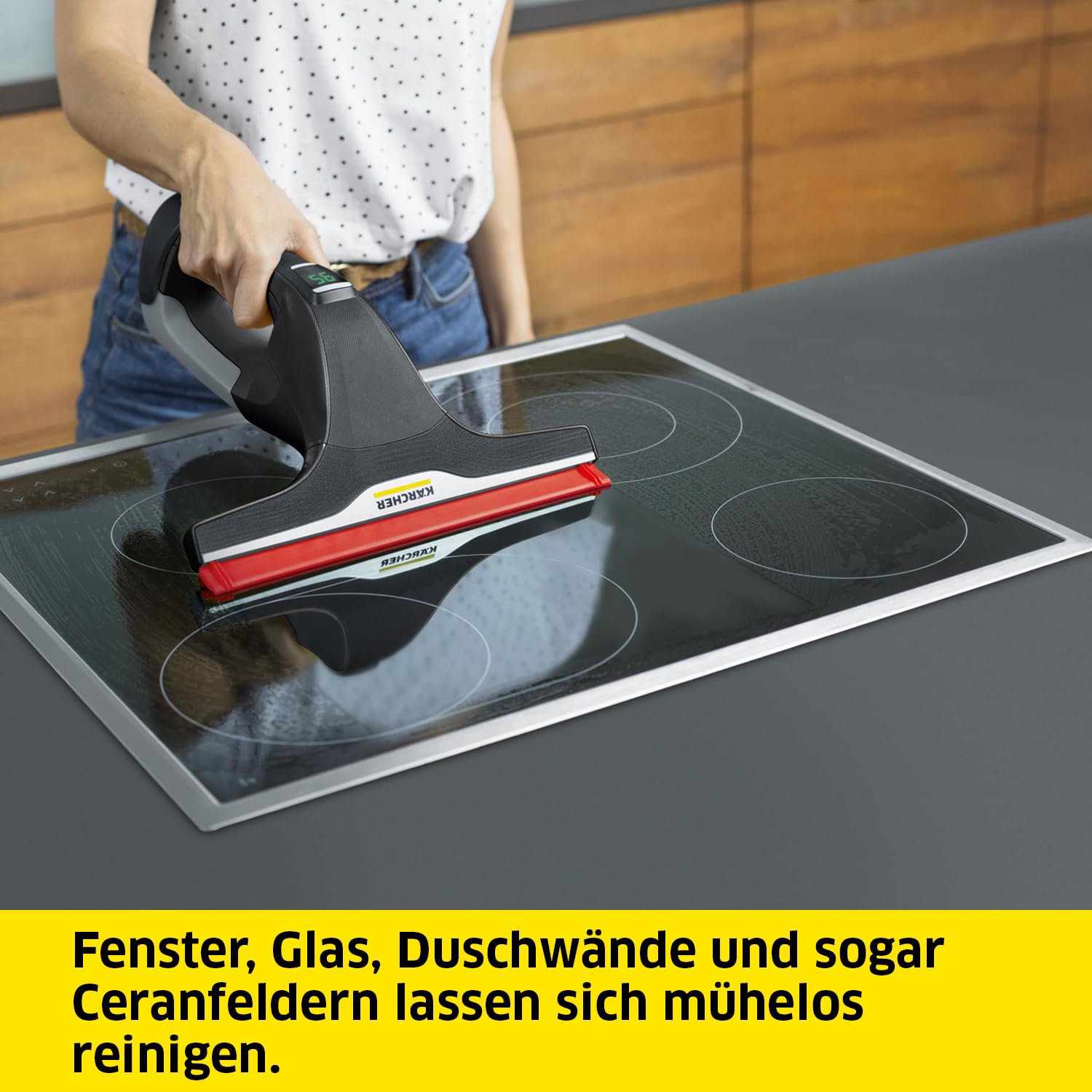 KÄRCHER Akku-Fenstersauger WV 6 Plus Multi Black Edition, 100 min Akkulaufzeit, Sprühflasche, Mikrofaserbezug