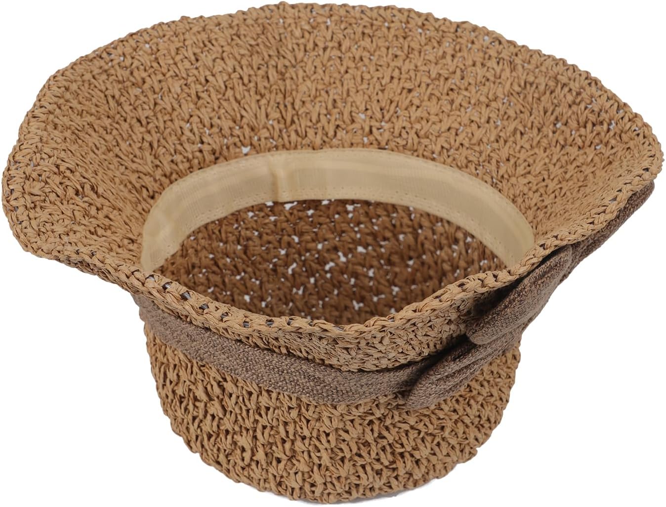 Women's Foldable Sun Straw Hat Summer Travel Beach Sun Hats Straw Bucket Hat Wide Brim UPF 50+Stylish Fishermans Cap - Image 5