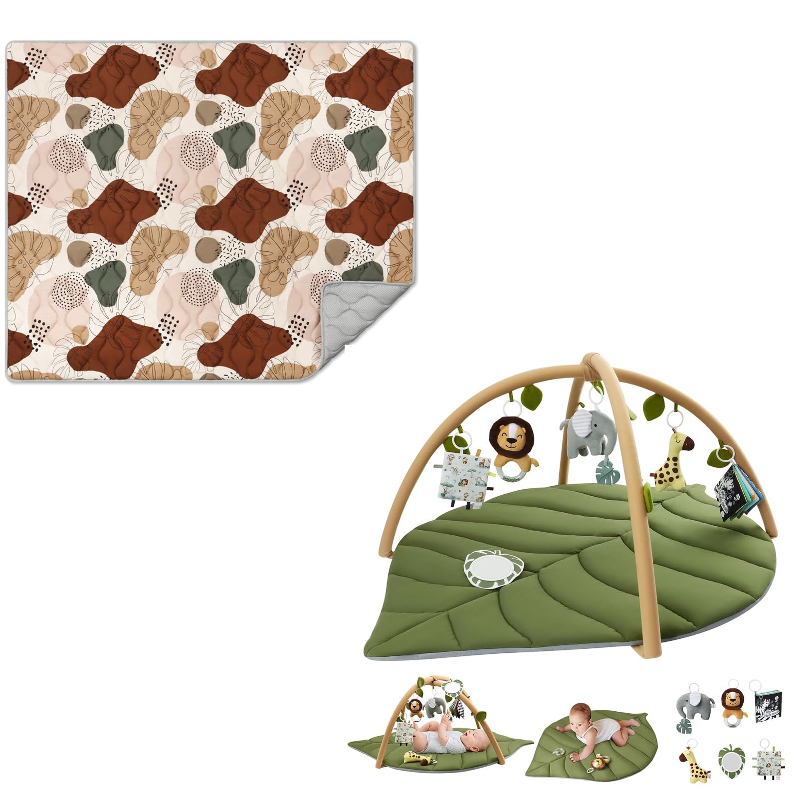 Amazon.com : Baby Play Mat 71x59 + Baby Play Gym, Leaf Shaped : Baby