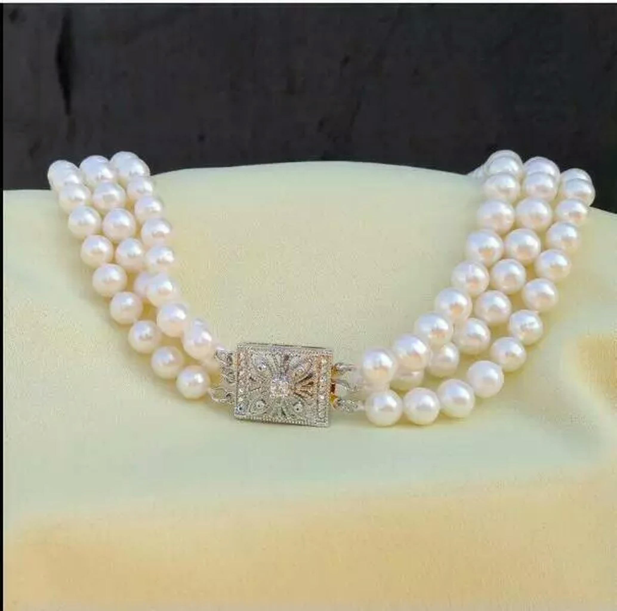 Collar de Tres Vueltas con Perlas Blancas genuinas de los Mares del Sur (AAA), 7-8 mm, 45,7 cm, 48,2 cm y 50,8 cm, Plata 925