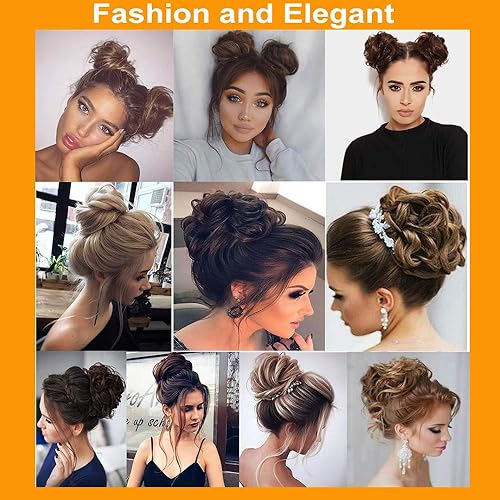 Miniatura 6 de S-noilite Extensiones de cabello ondulado y desordenado con forma de dona, coletero, accesorios para chignons updo, cola de caballo, extensión de