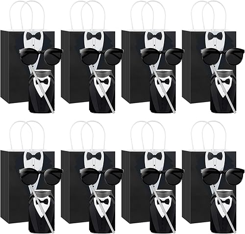 8 juegos de regalos para padrinos de boda, incluye bolsas de regalo para padrinos de boda, gafas de sol, fundas de botella de neopreno, pajitas de