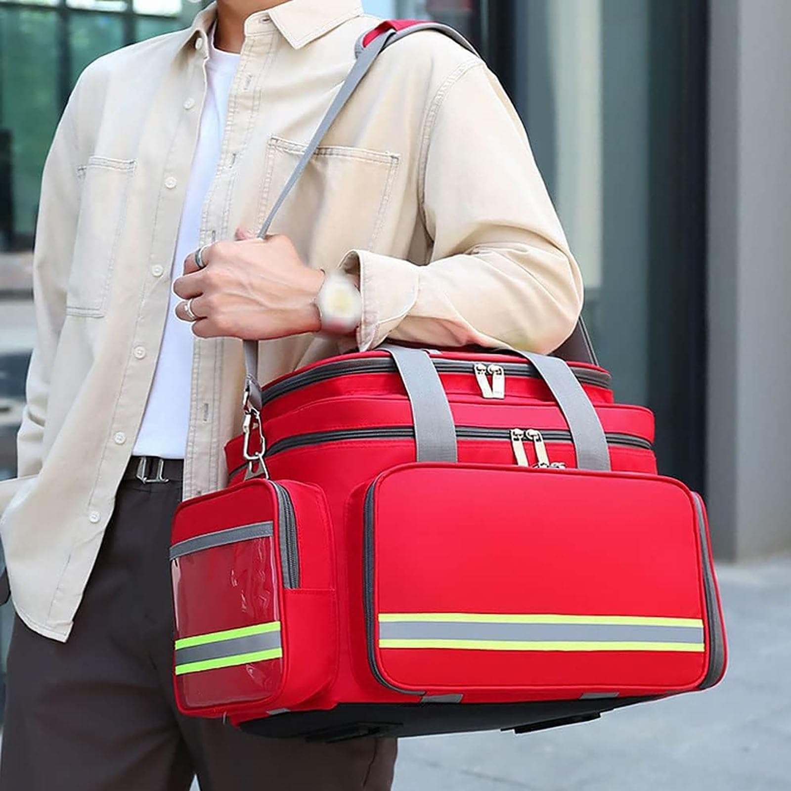 Botiquín de Primeros Auxilios, Maletín médico portátil Paquete ambulatorio Botiquín de Primeros Auxilios Multiusos de Gran Capacidad rescate de emergencia impermeable al aire libre(Green)