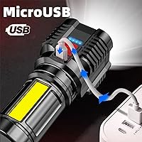 Vista 7 de MORESEC LED Handheld Flashlight, Rechargeable Spotlight Long Lasting Powerful Searchlight Plus Side Lantern, Home, Outdoor Camping, Dog Walking