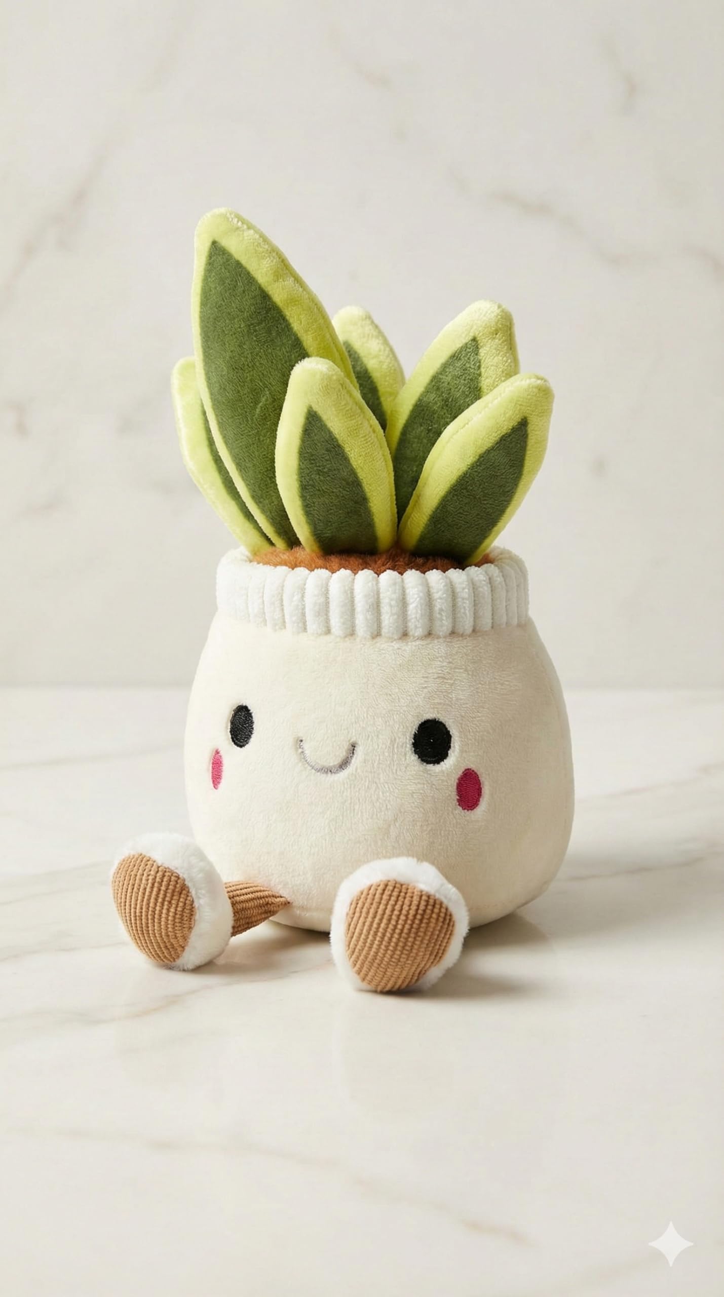 Cute Plush Plant Toy with Smiling Face & Dangling Legs – Soft Stuffed Figure for Kids, Room Decor Gift (White + Green Leaves)-image-33