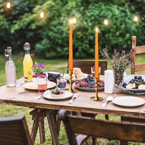 Miniatura 9 de 20 velas cónicas naranjas, candelabros delgados de 10 x 78 pulgadas, ideales para Halloween, cosecha de otoño, cena, fiesta y emergencia