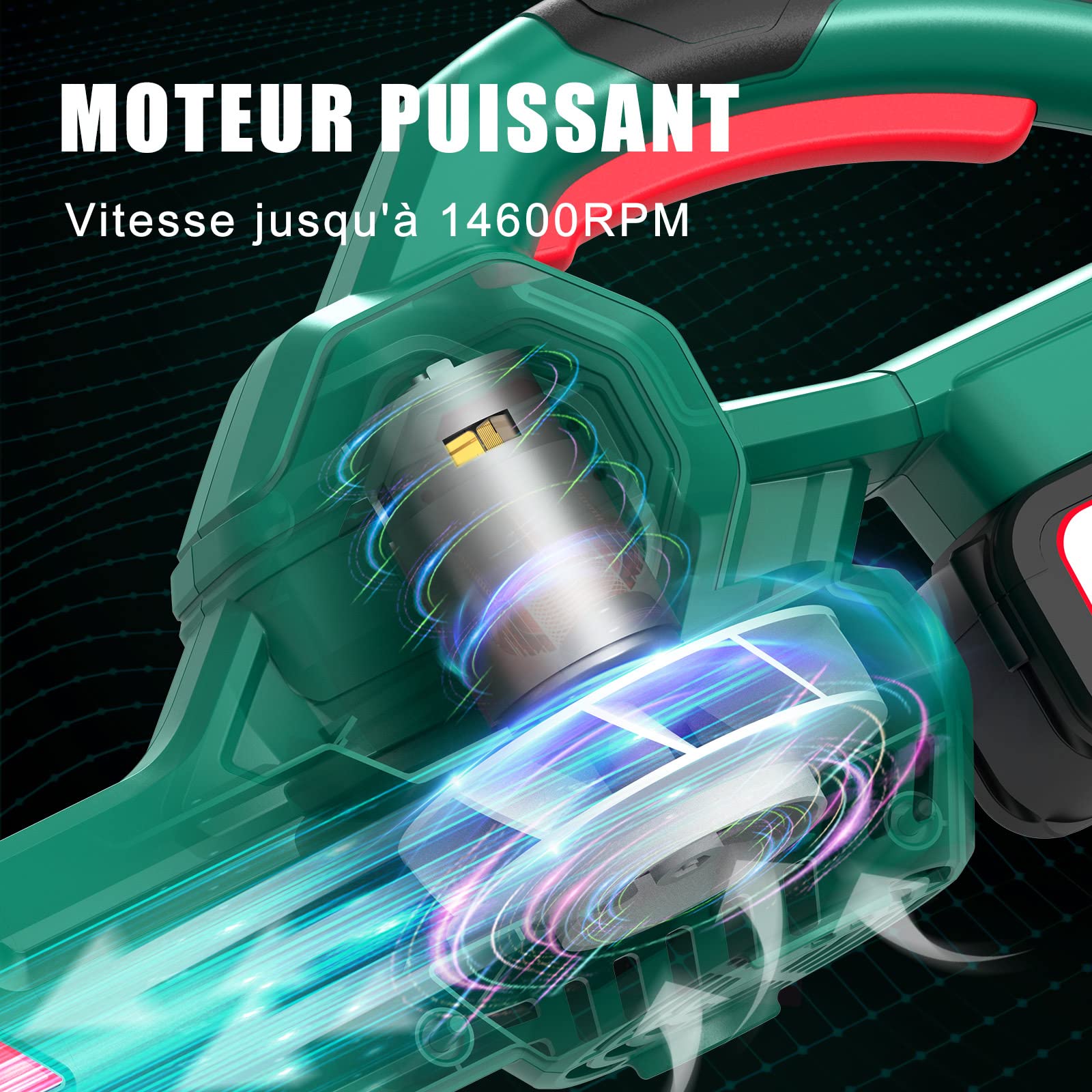 Souffleur Batterie, 223km/h Souffleur de Feuilles, 18V 4,0Ah Batterie, avec Buse de Gonflable 3pcs, Souffleur sans Fil Légère et Ergonomique, Idéal pour Le Jardin