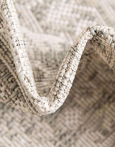 Miniatura 6 de Unique Loom Outdoor Aztec Collection Alfombra de área, Chalca (7 pies 10 pulgadas, cuadrada, gris claromarfil)