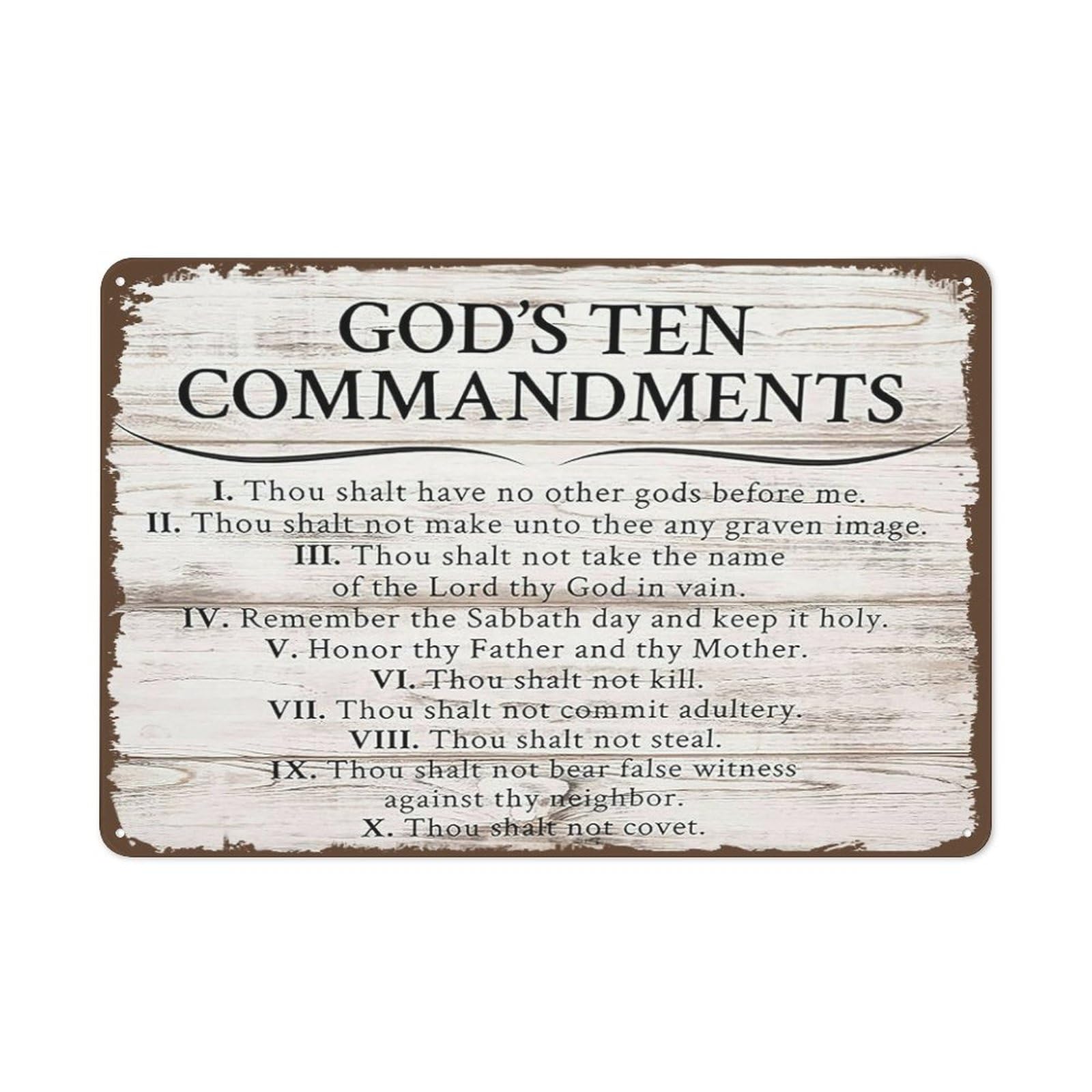 Kimghds Tin-1687 Funny Tin Sign Ten Commandments Wall Decor 10 Commandments Wall Art Christian Scriptures Metal Prints Bible Verse Modern Artwork Home Decoration Christian Gift Wall Decor,Rustic Sign 12X8 Inch