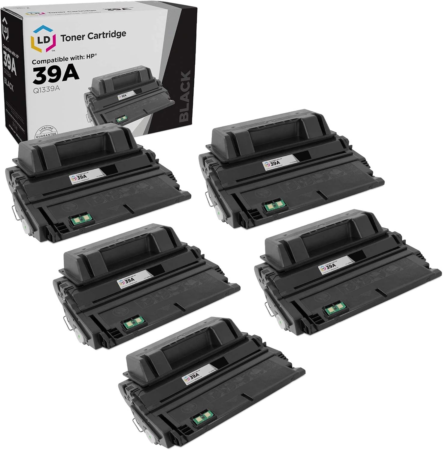 LD Compatible Toner Cartridge Replacement for HP 39A Q1339A (Black, 5-Pack) Compatible with HP Printer Models LaserJet 4300 4300dtn 4300dtns 4300dtnsl 4300n 4300tn