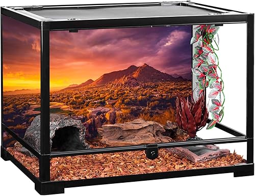 Miniatura 4 de AWERT 36x18 pulgadas Sol Y Desierto Terrario Fondo Montaña Oasis Gobi Reptil Hábitat Fondo Poliéster Peces Tanque De Peces