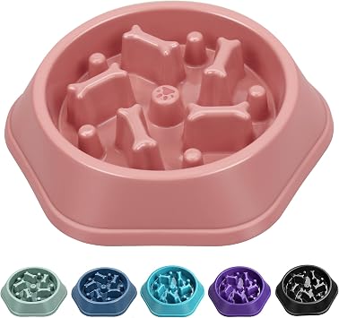 UPSKY Slow Feeder Dog Puzzle Bowl, Interactive Bloat Stop Non-Slide Lick Treat Bowl for Small Medium Dogs Pink